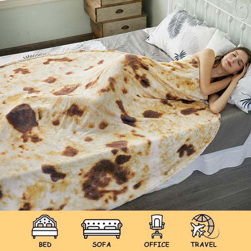 سي رومي SeaRoomy Burritos Tortilla رمي بطانية التورتيلا التفاف بطانية الجدة التورتيلا بطانية مستديرة التورتيلا العملاقة بطانية ناعمة مستديرة للبالغين والأطفال - Image 4